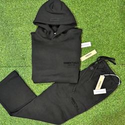 Essentials fear Of god Black Hoodie And Sweat Set