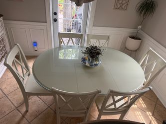 New 7pcs dining set solid wood table/ expandable.