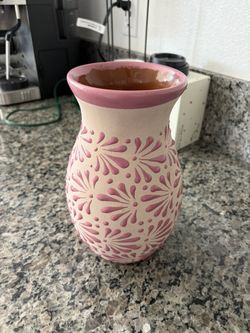 Pink Flower Vase Artesanal