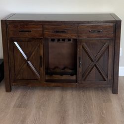 Solid Wood Buffet Table with Built-In Wine Rack