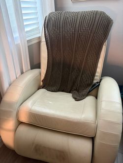Cream Leather Massage Recliner Chair