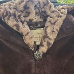 Dennis basso coat soft removable hoodie
