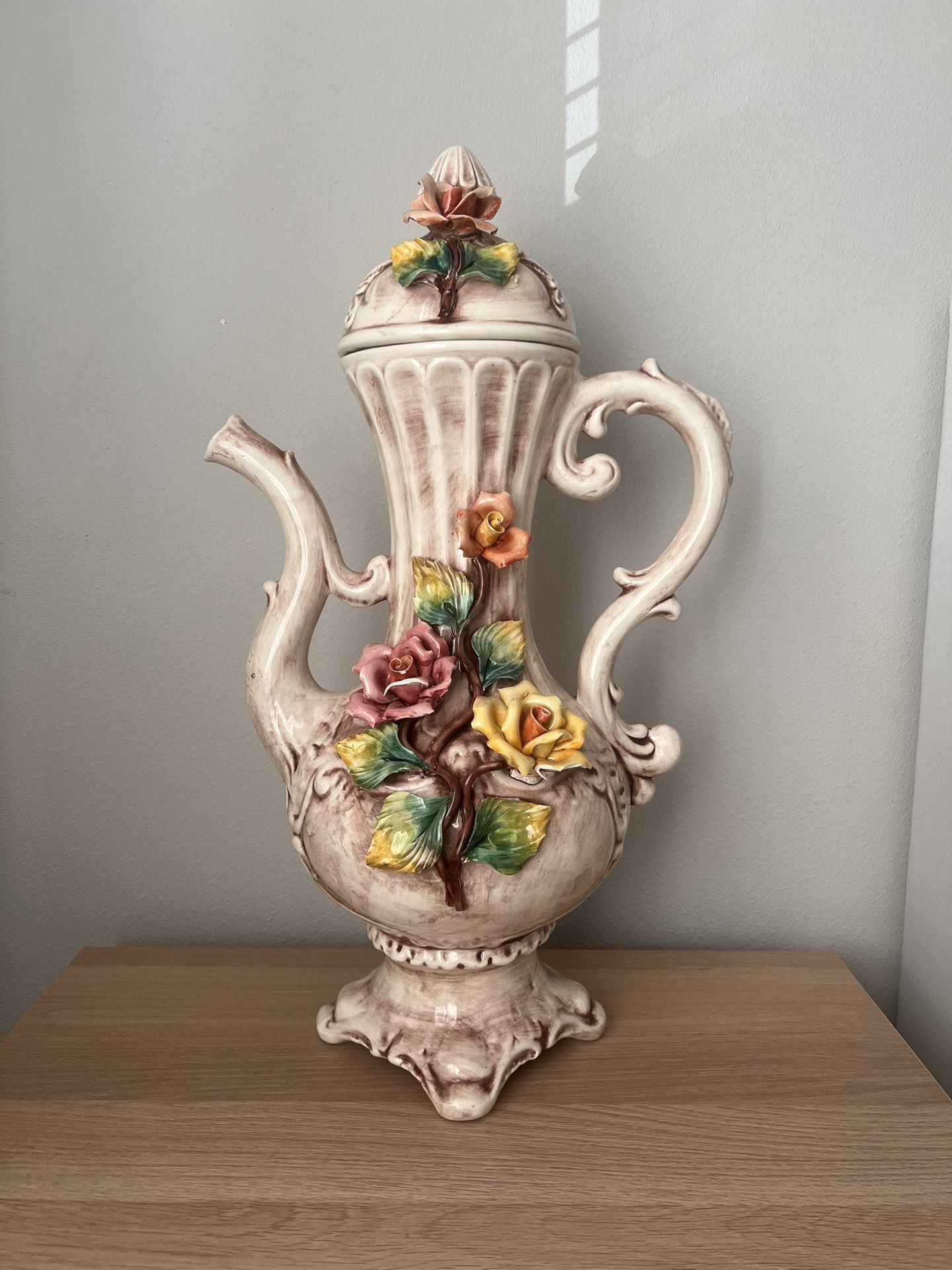 Italian Capodimonte Floral Teapot 26”
