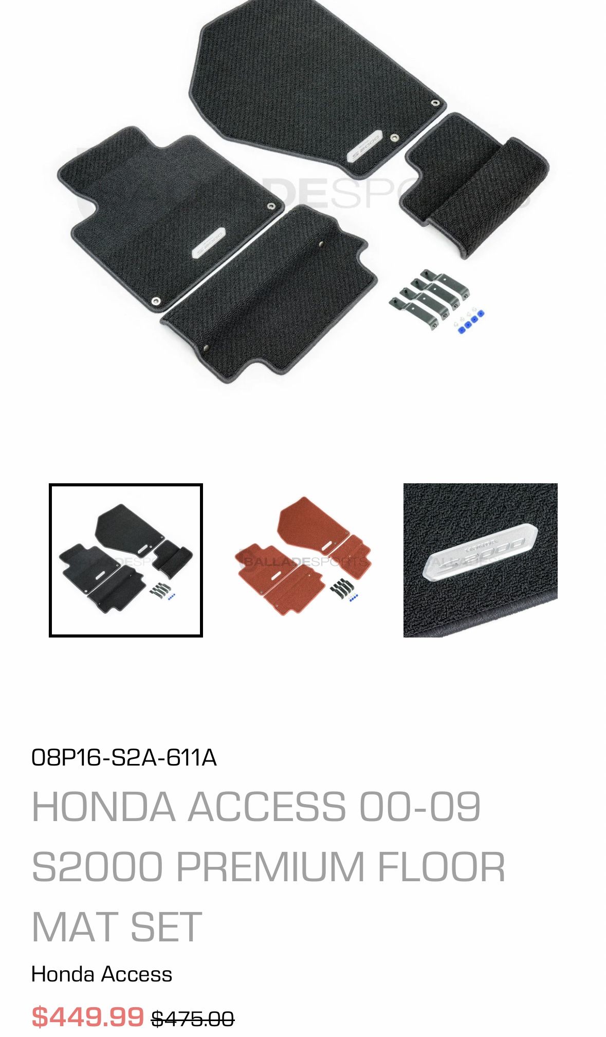 Honda access 2024 floor mats s2000