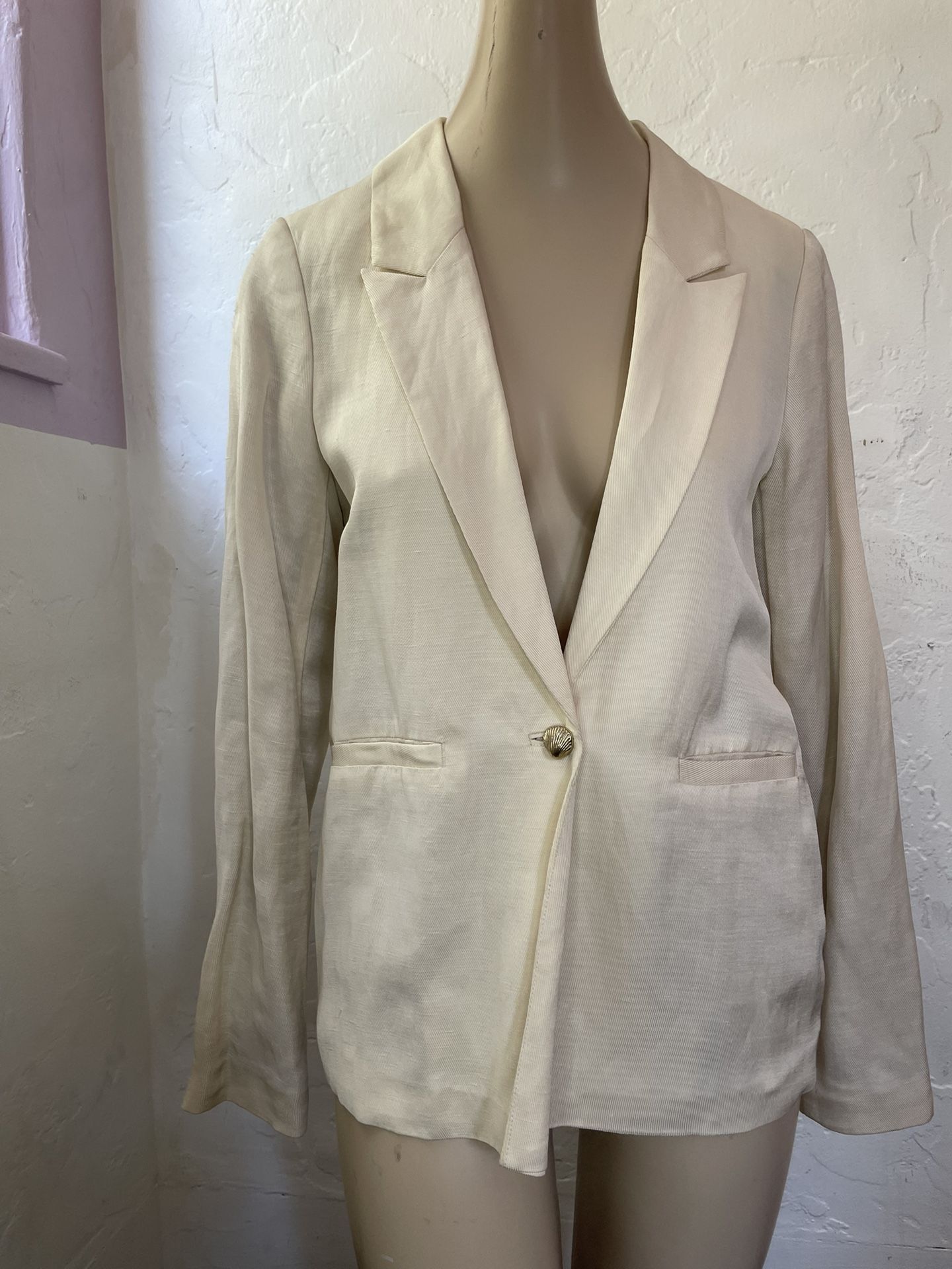 SCOTCH & SODA Women’s Draped Linen-Blend Blazer | Cream | XS