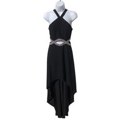 Women's Black Rhinestone Cut Out Dress, S