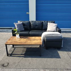 Black Tiny Sectional Couch Sofa (Delivery Available)