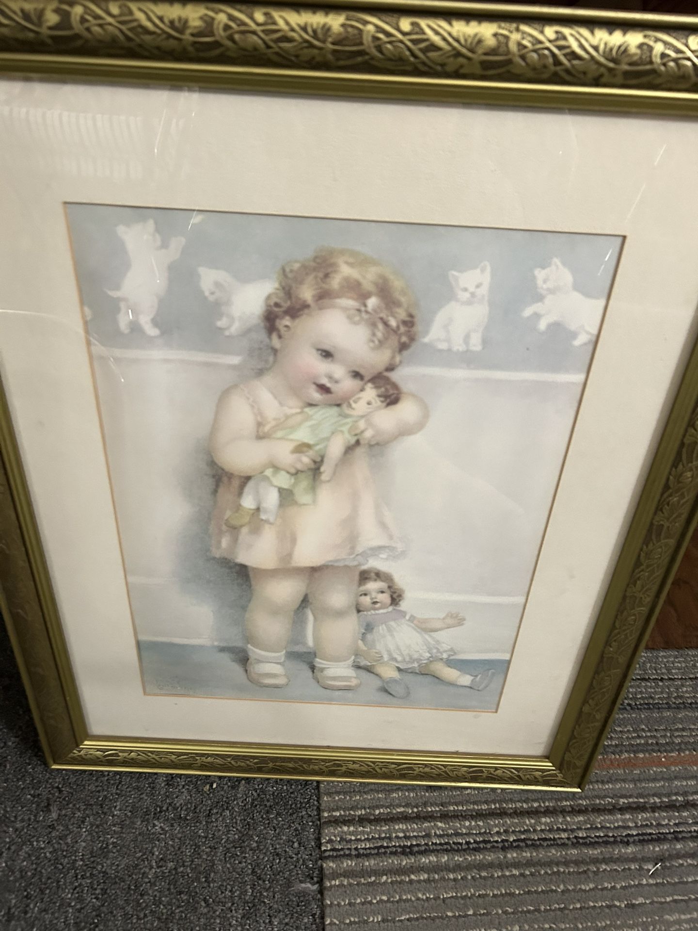 Little girl with Doll Framed Picture