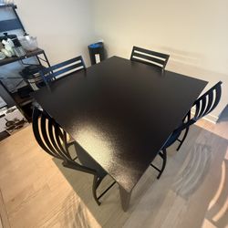  “Modern Black Square Dining Table Set (5-Piece)”