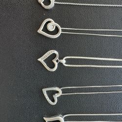 5 Sterling Silver Heart Diamond Pendant/necklaces