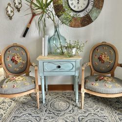 Antique Chairs And Side Table