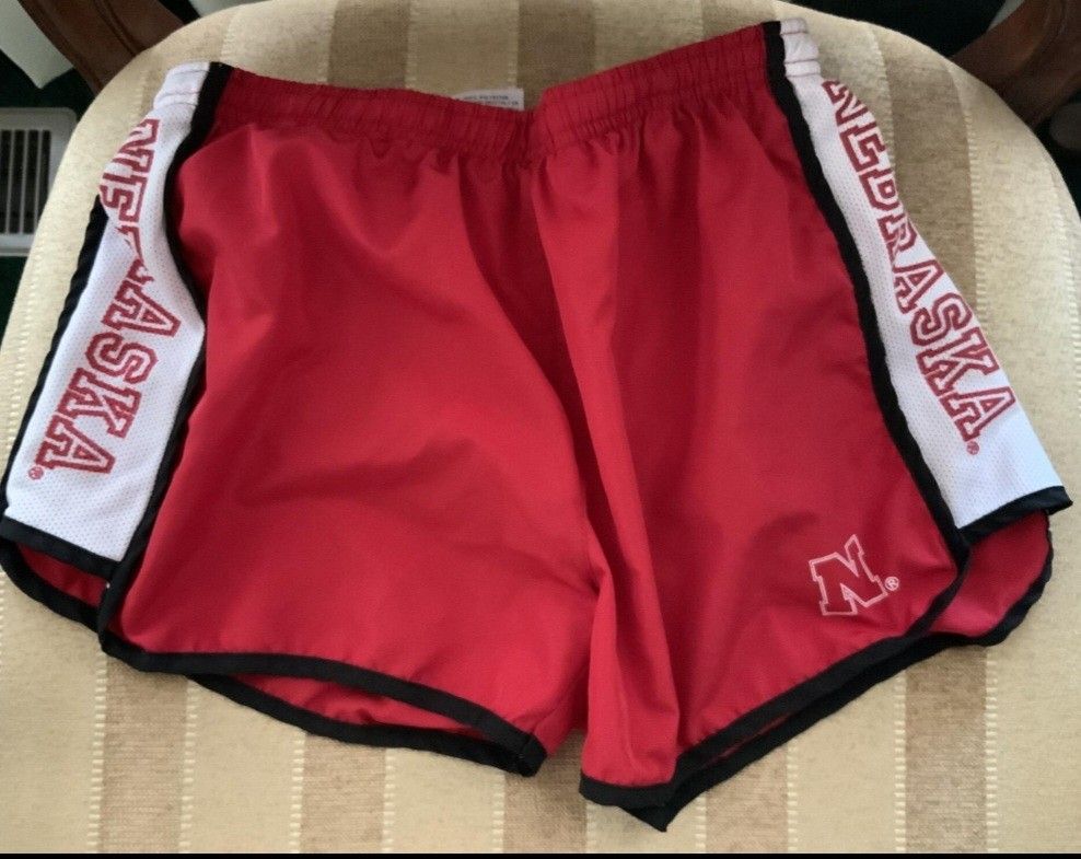 Nebraska CORNHUSKERS Athletic Running Shorts Large w Liner