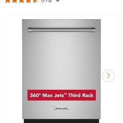 ***NEW IN BOX*** KitchenAid 24" PrintSheild Stainless Steel Top Built-in Tall Tub  Dishwasher with Stainless Steel Tub, 44 dBA- With Warranty! 