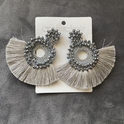 Gray Boho Earrings 