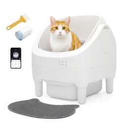 Open-Top Automatic Cat Litter Box - Self-Cleaning with Smart Gravity Senso