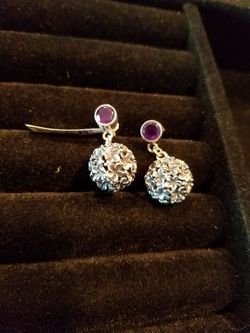 Genuine Amethyst Floral Ball earrings
