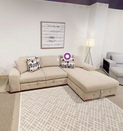2-Piece Sectional with Left Chaise pull out bed and storage