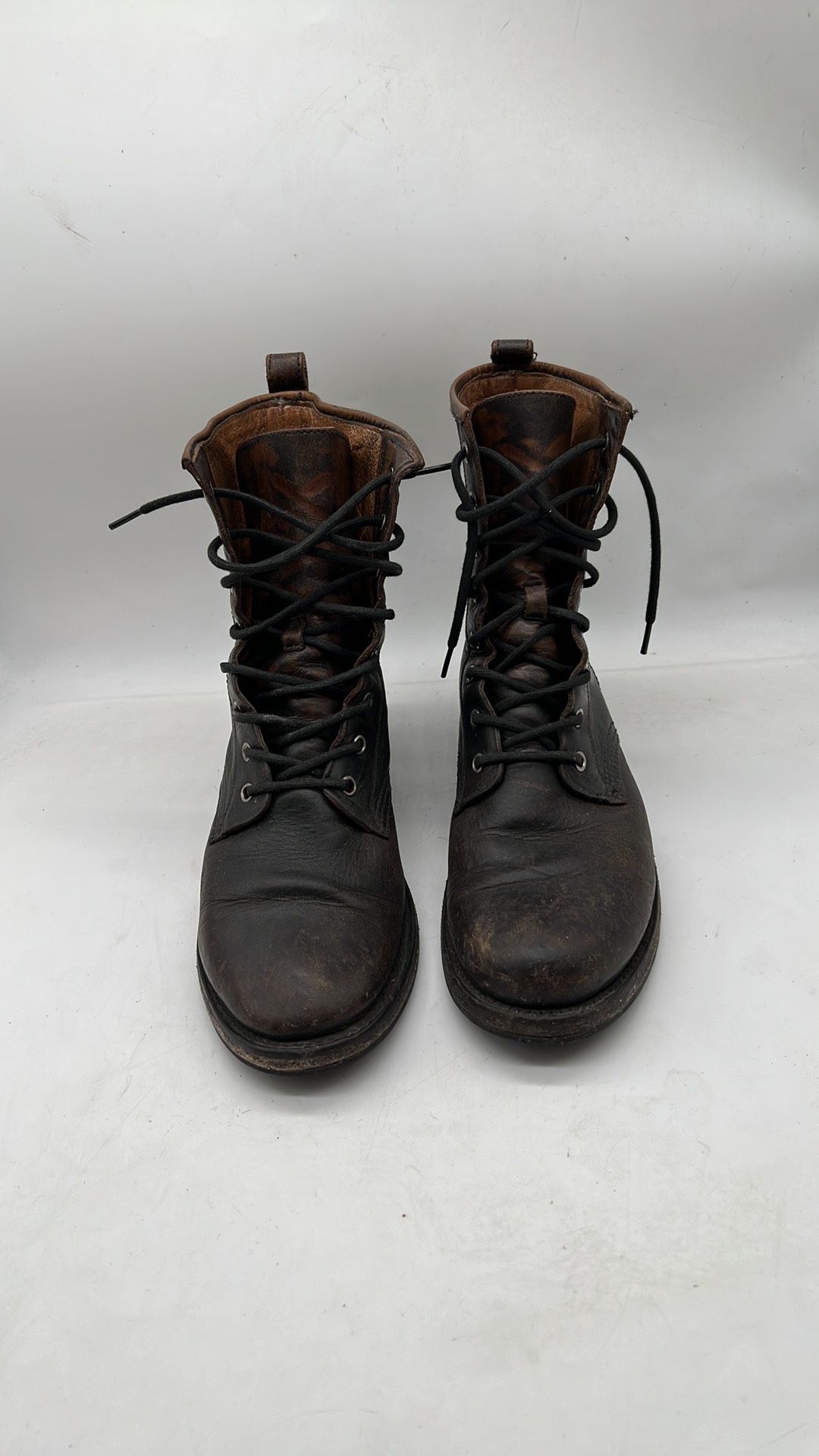 Frye Veronica Lace-up Boots women brown Destress size 11 B