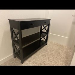 1 Drawer Console Table W/ Shelves (Black)