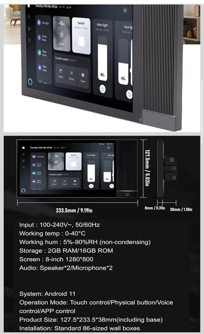 New Smart Home Touch Control Panel W/ Voice Control / Panel De Control Inteligente