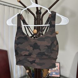 LULULEMON Incognito Camo Multi Grey ENERGY SPORTS BRA w/Pads A/B Sz 6