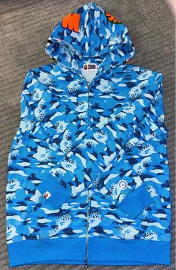 Bape Hoodie Blue Fire Camo
