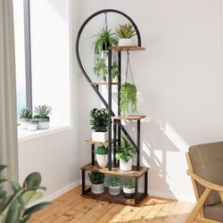 NEW 1 Set of 6 Tier Metal Plant Stand, Creative Half Heart Shape Ladder Plant Stands Farmhouse Rustic Vintage