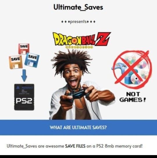 PS2 8MB Memory Card w 9 Dragon Ball Z Saved Game Data Collection