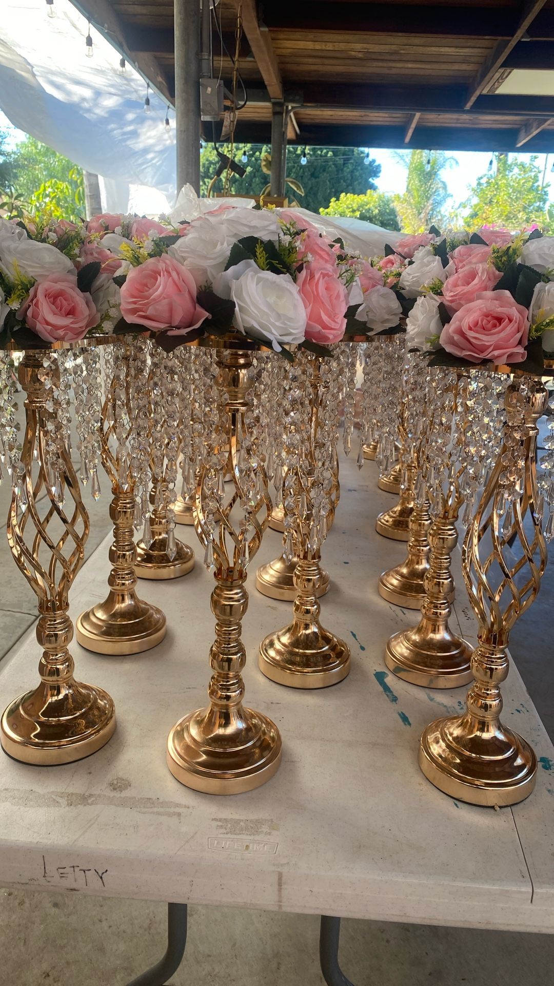 Quinceanera Center Pieces Pink And White Roses Wedding Table Center Piece 22Total