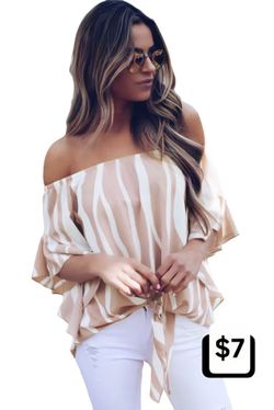 Pink/White Off Shoulder Blouse