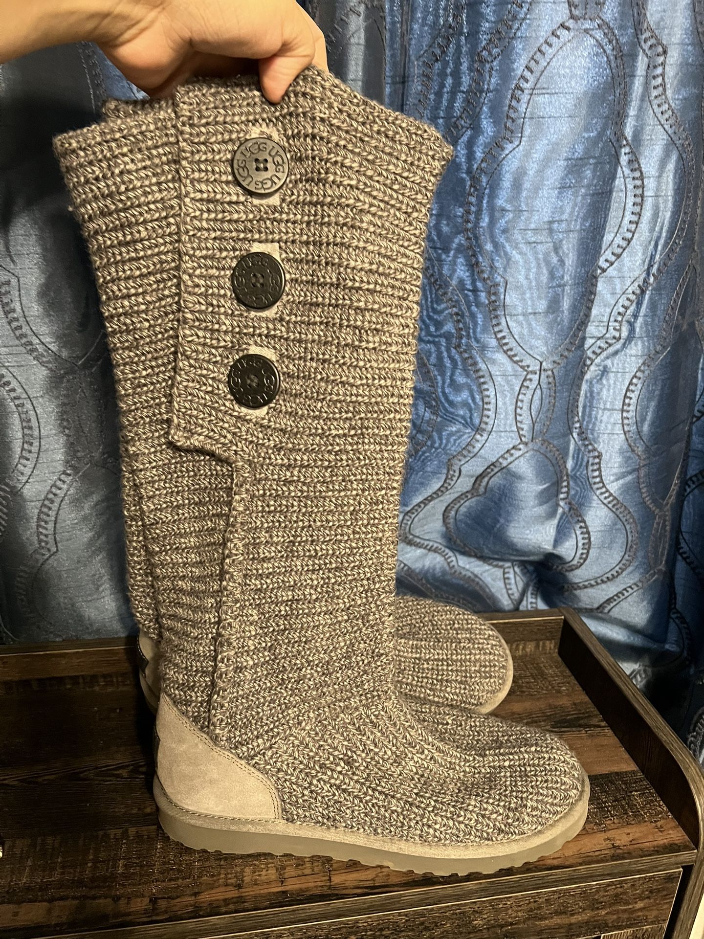 UGG Women's Classic Cardy Knit Boot Grey - 1016555-GREY