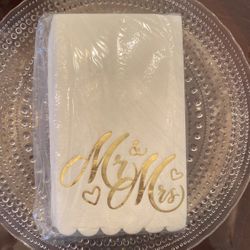 Gold Foil Mr & Mrs Napkins 