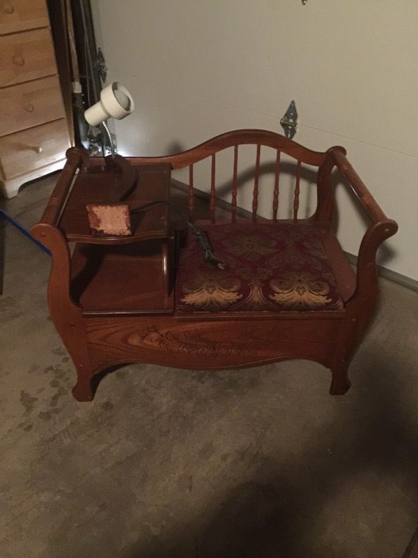 Antique telephone chair with storage