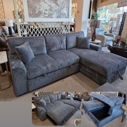 Grey Sleeper Sectional with Storage