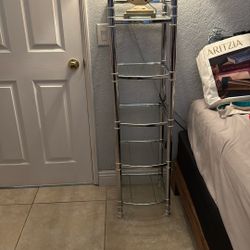 Chrome & Glass Shelving Tower 
