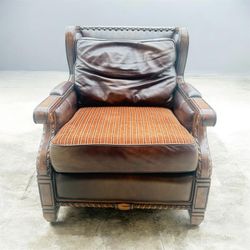 Luxury AICO Windsor Court Accent Chair • Solid Wood & Leather • Free Delivery