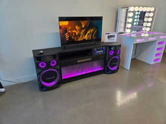 Brand New TvStand w/ surround sound speaker heather led $1099