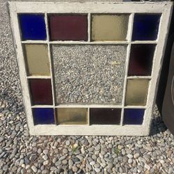Antique Q. A.  Stained Glass Window 