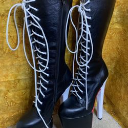 “Heels N Thrills” Size 9, 8inch Heels Black,red, &white