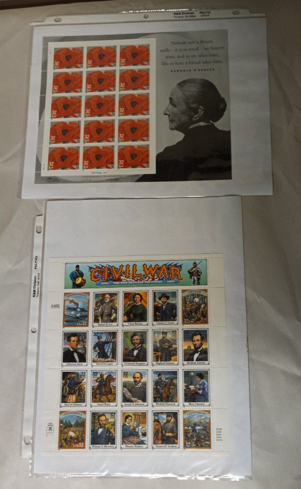 Lot of 83 USA Vtg 32 cent postage stamps. Black heritage Bessie Coleman, Happy New Year, Civil War, American Indian dances & Georgia O'Keeffe 