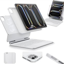 ESR iPad Pro 11 Inch Case with Keyboard (M4, 2024), iPad Pro 11 (5th Gen) White