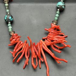 Fantastic Vintage Natural Red Branch Coral Necklace 30” OOAK