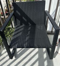 Black Wicker Patio Set 2 Rocking chairs + glass table
