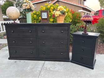 Black Solid Wood 9 Drawer Dresser Chest of Drawers Furniture