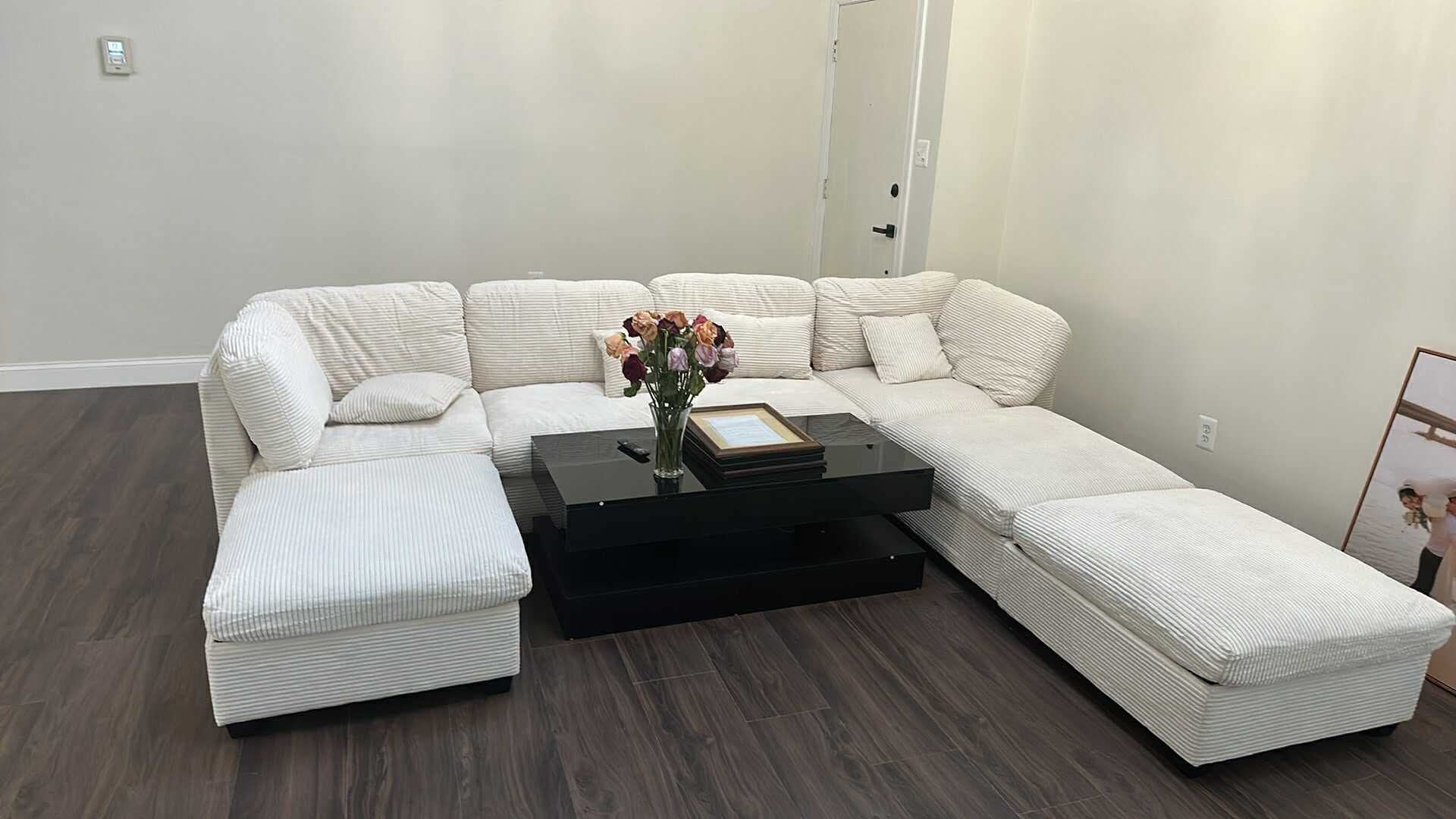 Large White Beige Sectional Sofa - 1 Week Old