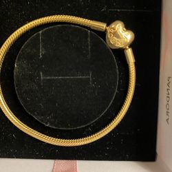 Authentic Pandora Gold Plated Heart Bracelet 