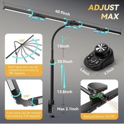 Adjustable LED Desk Lamp – Stepless Dimming & Color Temp Remote Control, Eye-Caring 4 Large Bright Light Souce for Home Office, Gooseneck, Clamp Base,