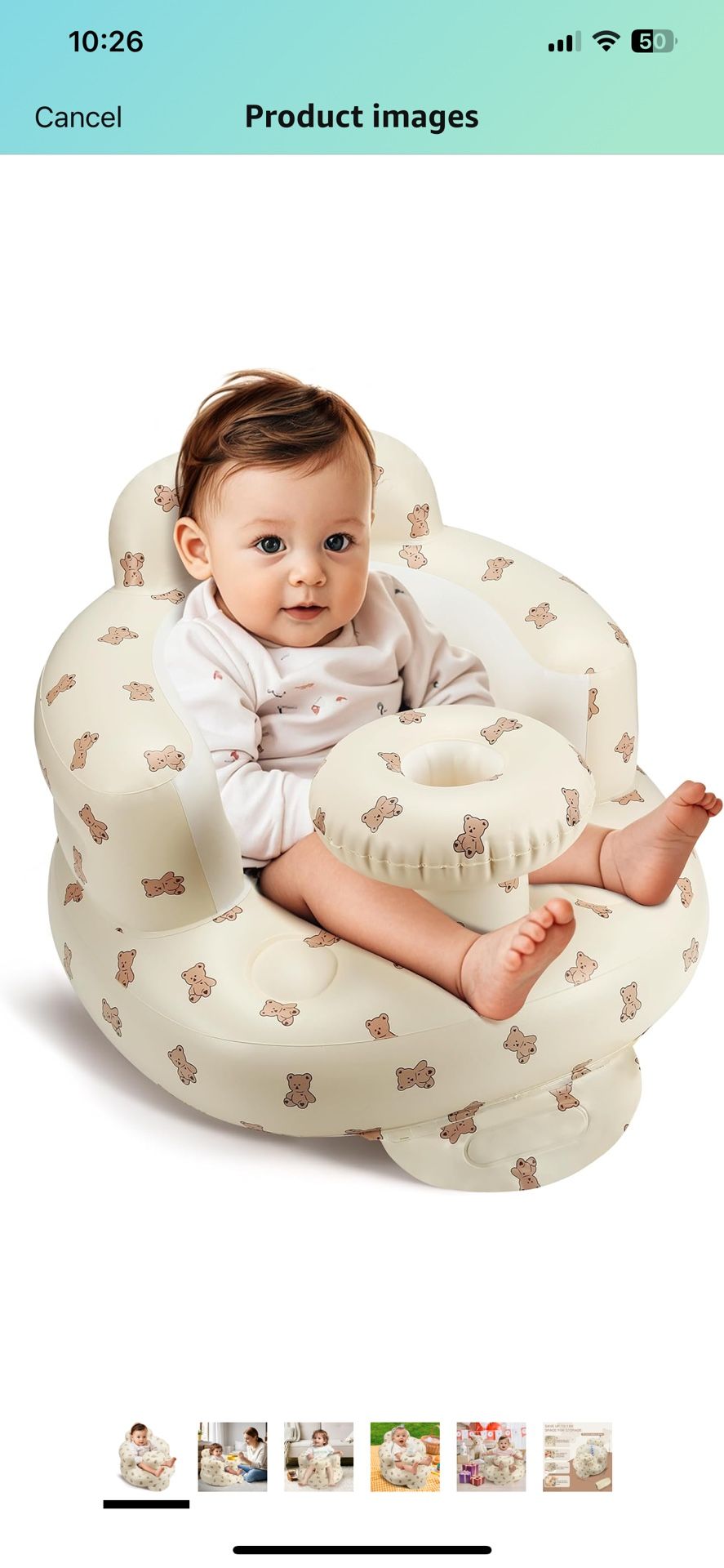 Inflatable Baby Seat for 3-36 Months, Back Support, Built-in Air Pump, Learning to Sit, Blow Up Floor Seat with Tray
