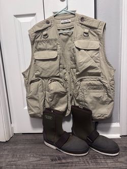 Vintage Peo Cam-Fis XL Fly Fishing Vest & Glacier Glove Wading Booties Bundle