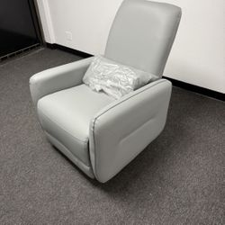 Light Gray Swivel Power Recliner With USB